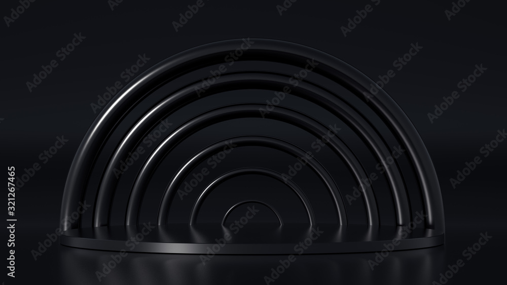 Fototapeta premium Elegant metal background with pedestal, podium and studio. 3d illustration, 3d rendering.