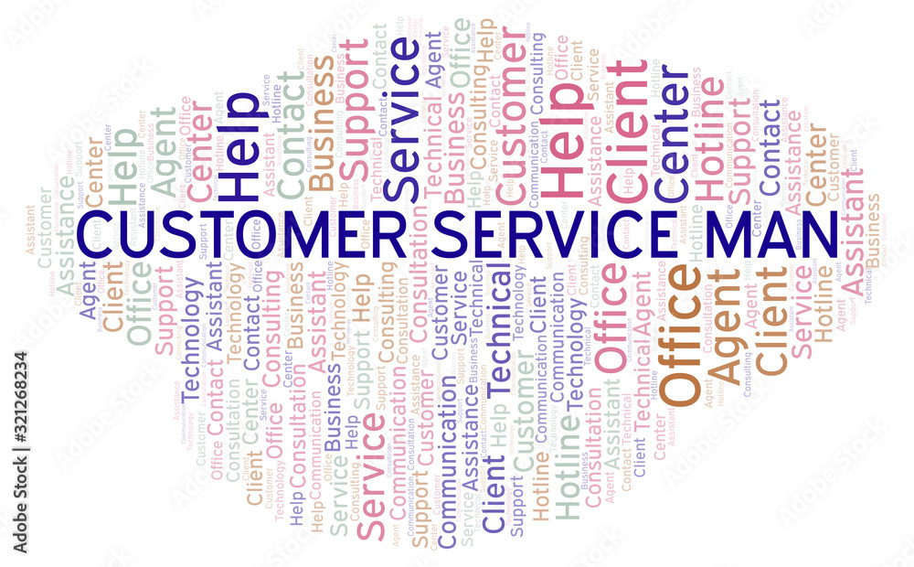 Customer Service Man word cloud. Customer Service Man word cloud.