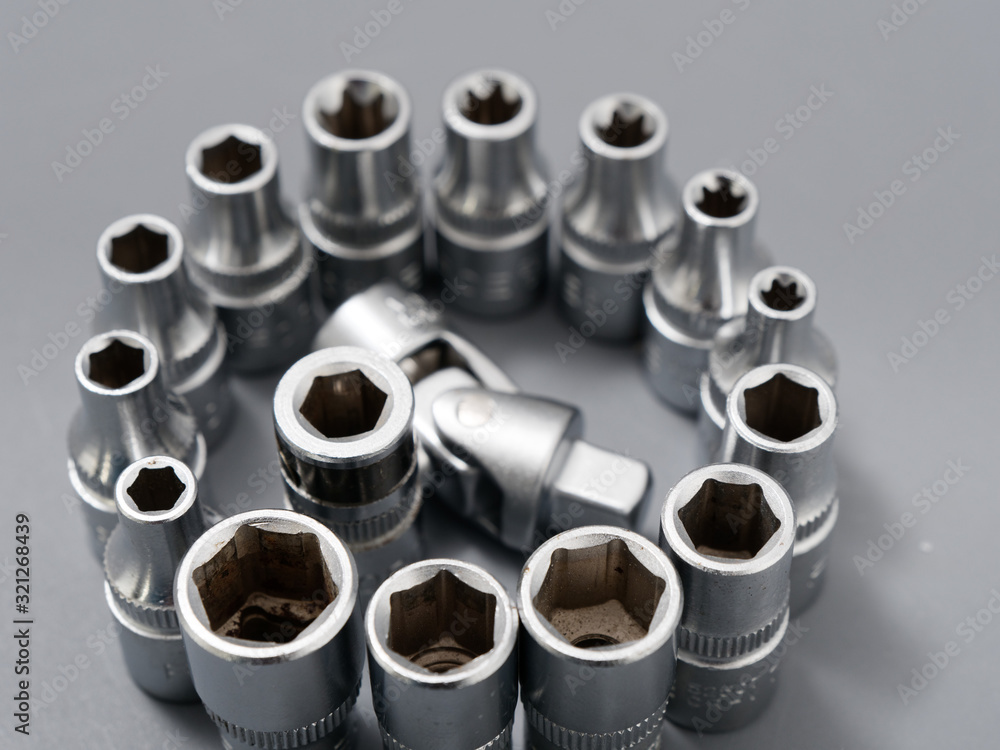 auto repair wrenches on a gray background auto repair wrenches on a gray background