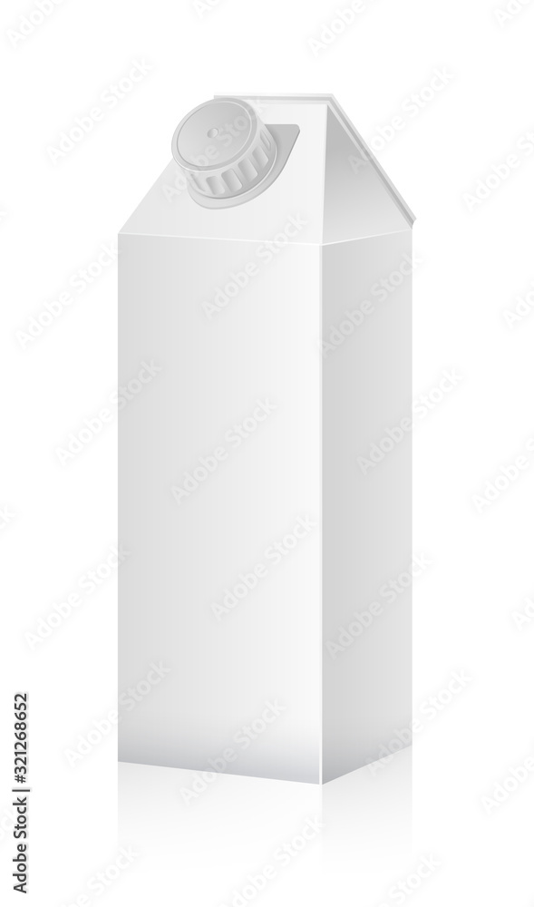 White paper pack for milk, juice, and other, on white background White paper pack for milk, juice, and other, on white background