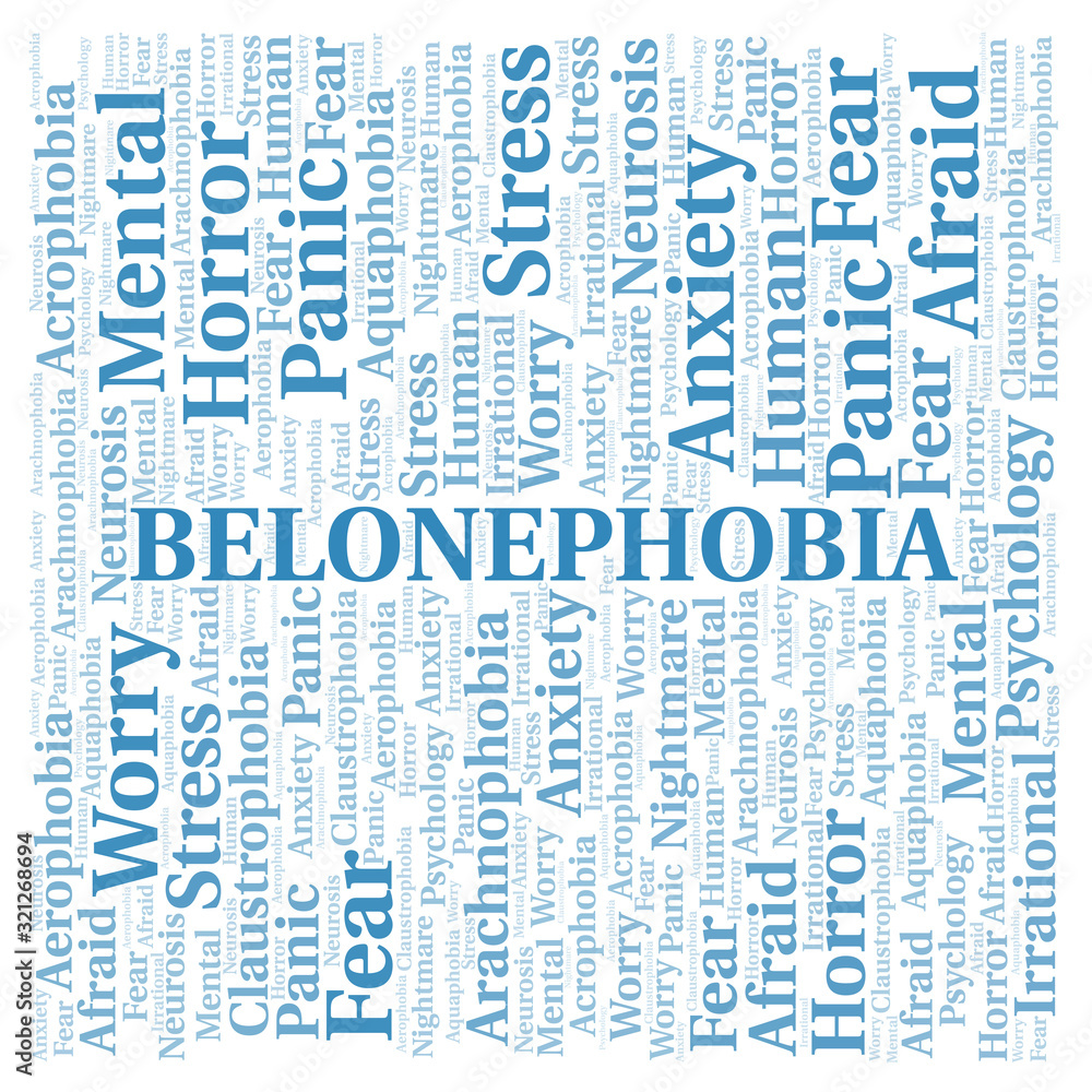 Fototapeta premium Belonephobia word cloud.