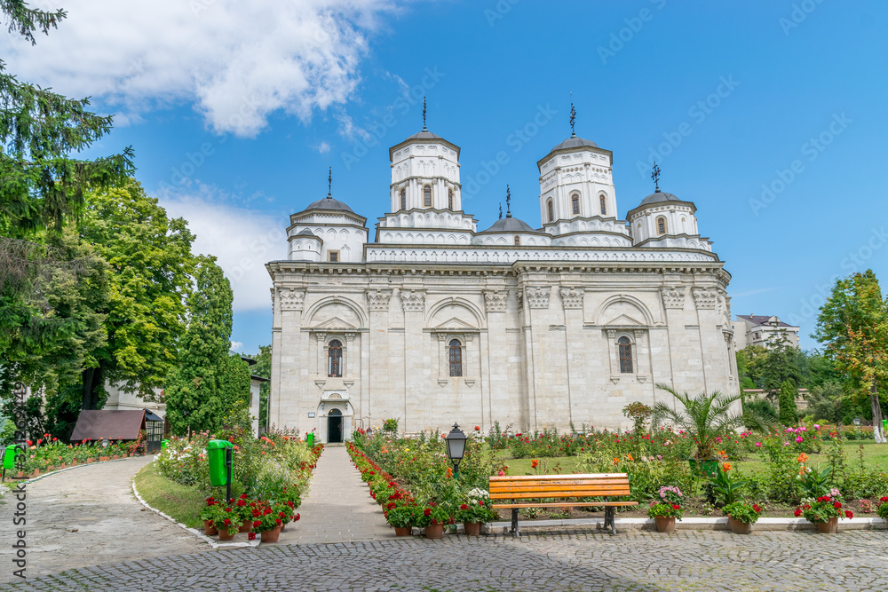 Golia Monastery in Iasi, Romania. A landmark church in Iasi on a sunny summer day with blue sky. Iasi historic monument