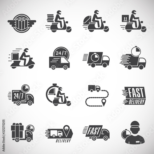 Express delivery related icons set on background for graphic and web design. Creative illustration concept symbol for web or mobile app