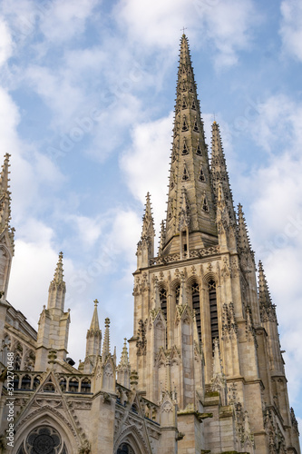 Gothic cathedral towers of Saint Andre in Bordeaux, New Aquitaine, France
