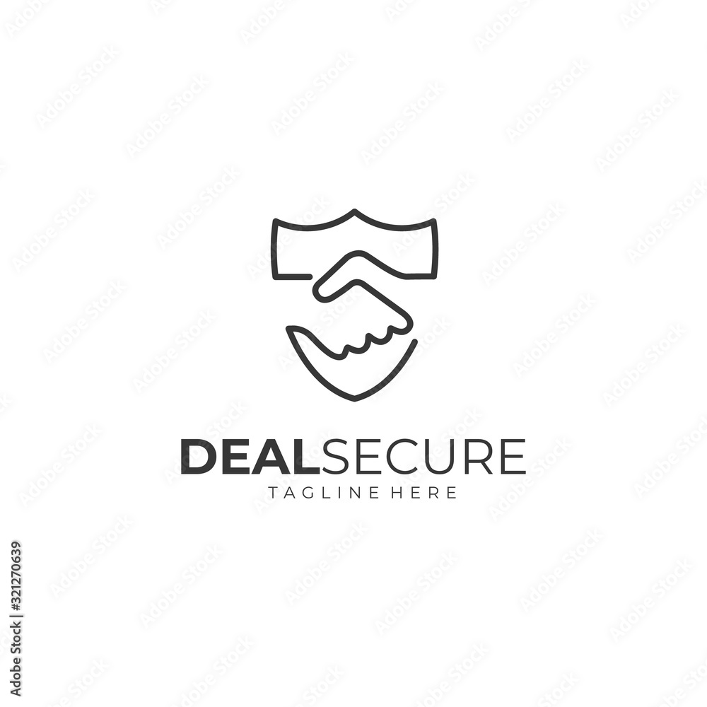 deal secure logo design. a handshake and a shield vector illustration for business company graphic template deal secure logo design. a handshake and a shield vector illustration for business company graphic template