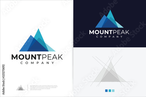 Mount Peak logo design template. Vector high mountain logotype illustration