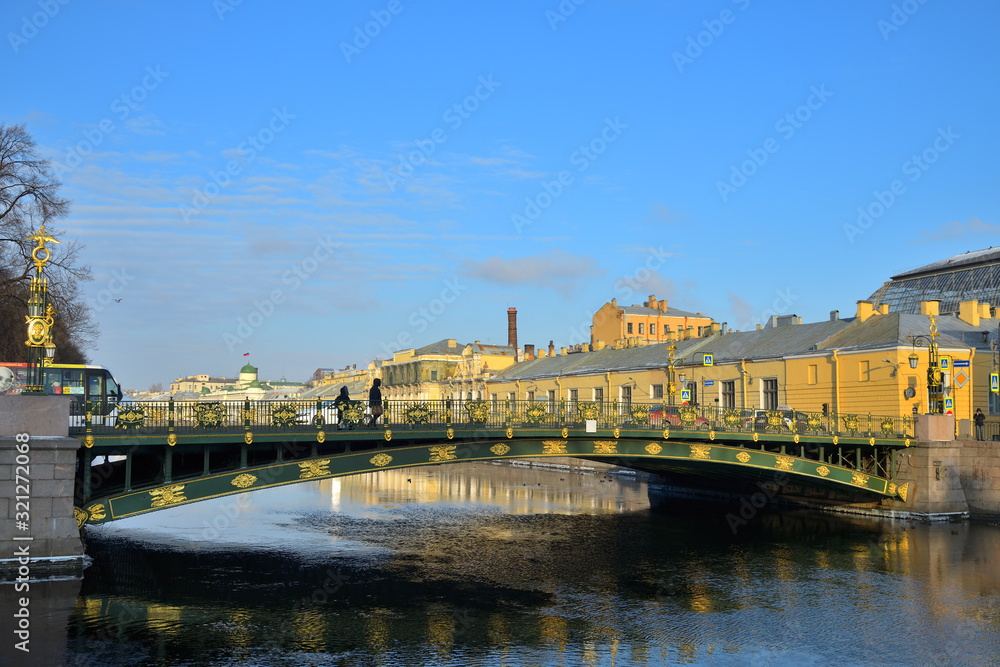 Panteleymonovsky Bridge over the Fontanka River in St. Petersburg, Russia
