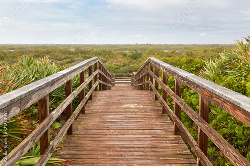 Boardwalk to/from the beach at Cape Canaveral National Seashore, Florida © Sean  Board