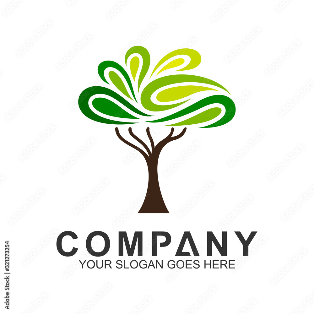 Obraz premium tree logo design, tree logo with simple design template