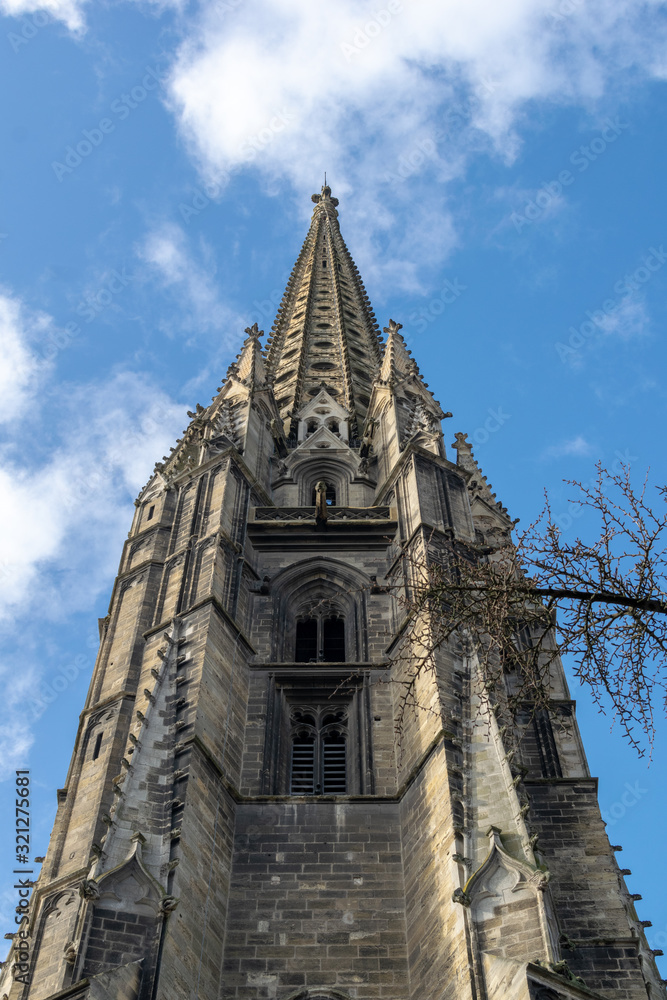 Bell tower of the basilica of Saint Michael in Bordeaux, New Aquitaine, France