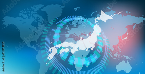サイバーデジタルネットワーク地球背景幾何学イメージ