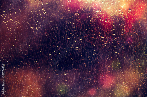 Street lights through the rain photo