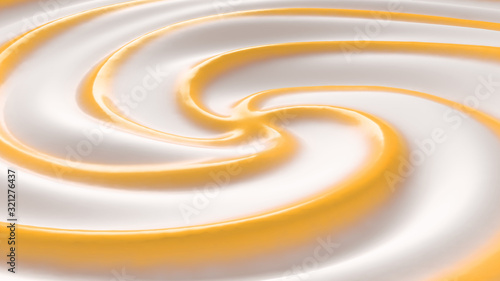 Yoghurt With Orange Jam Swirl Background 3D Illustration Render