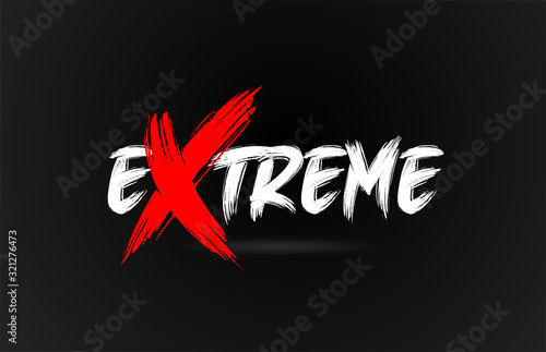 red white black extreme grunge brush stroke word text for typography logo design photo