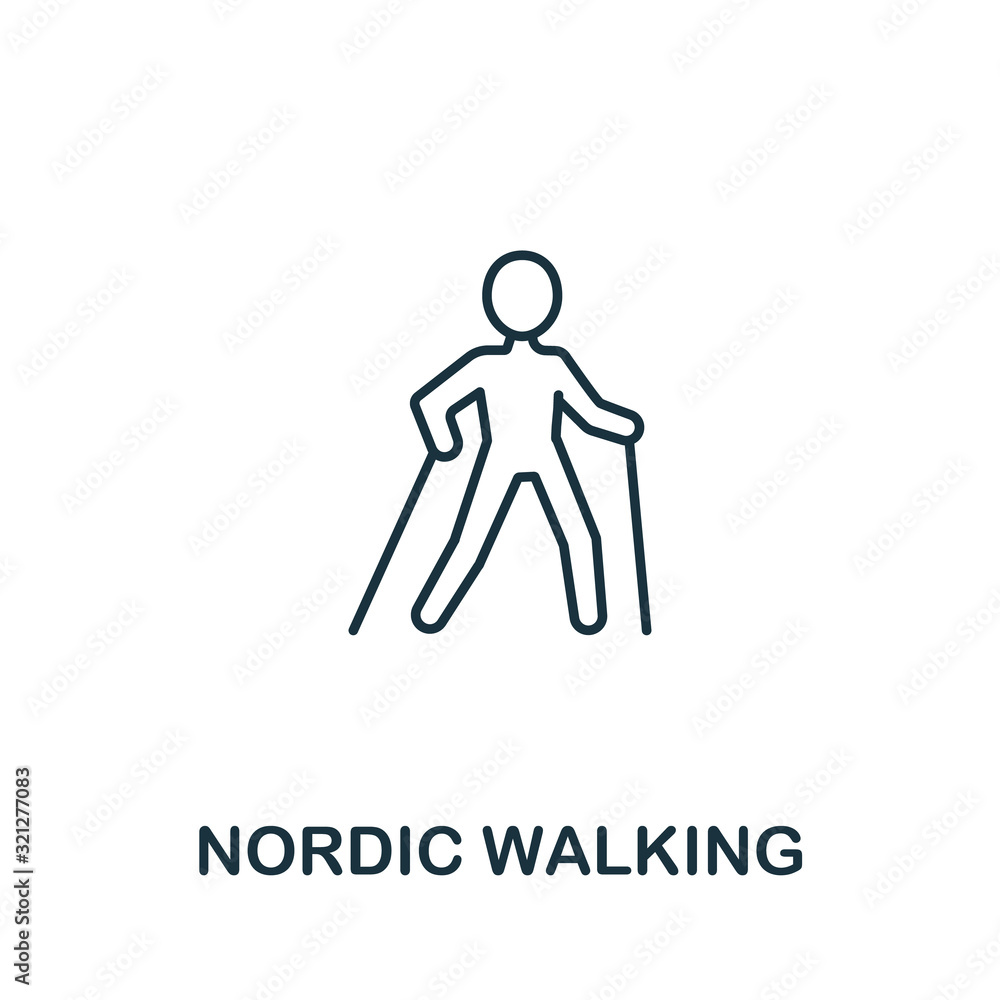 Nordic Walking icon from elderly care collection. Simple line element Nordic Walking symbol for templates, web design and infographics