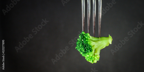 broccoli (fresh green cabbage) menu concept. background. top view. copy space