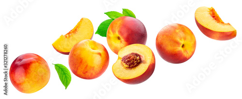 Fotografia Peach collection isolated on white background with clipping path