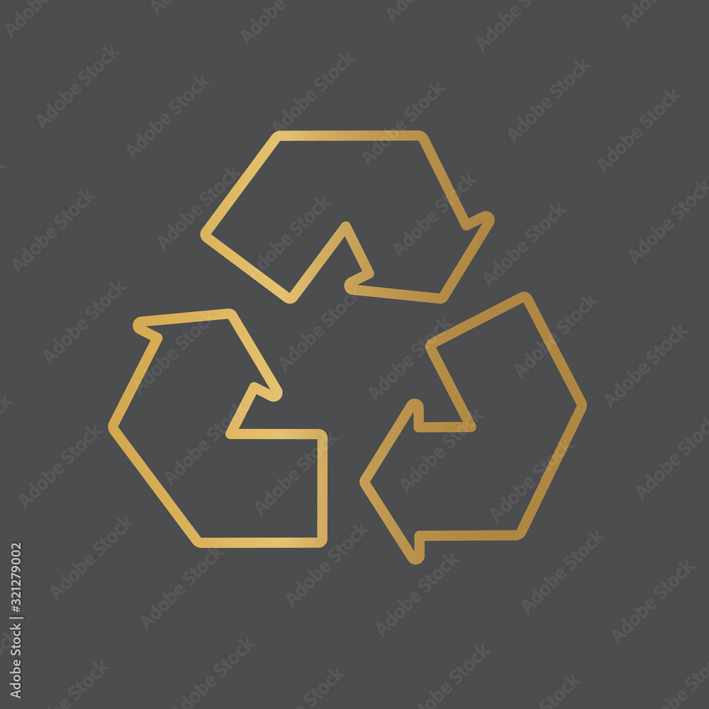 golden recycle sign- vector illustration golden recycle sign- vector illustration