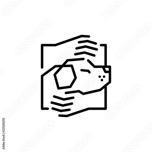 dog care hand hugs logo vector icon illustration line outline monoline