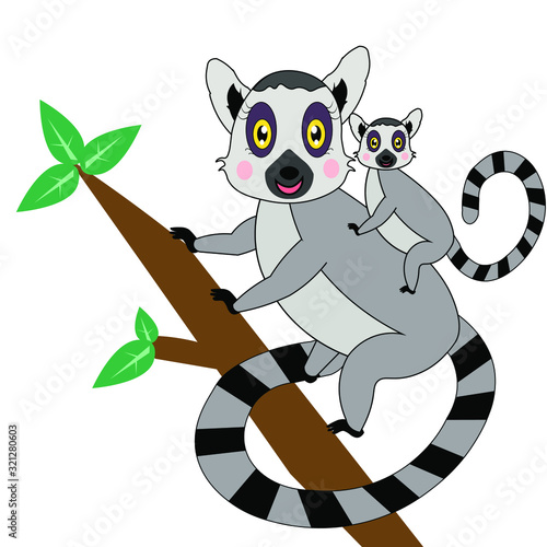 lemur family illustration vector nursery
