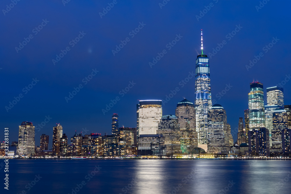 Lower Manhattan New York City Skyline at Night