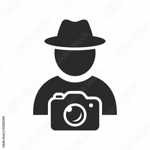 Photographer, tourist icon. Vector icon isolated on white background.