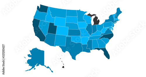 USA Map with states in different color. Infographics design. Infographic template. vector illustration isolated
