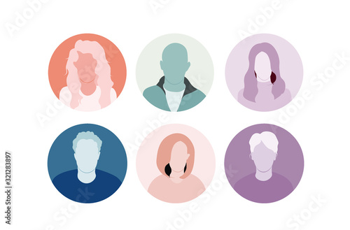 Characters, Persona for user research, vector avatar, many faces