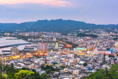 Fototapeta Naklejka Na Ścianę i Meble -  Nago, Okinawa, Japan Skyline