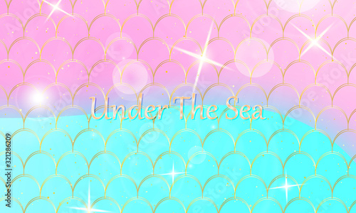 Mermaid kawaii pattern. Fish scale. Vector