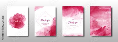 Set of cherry red  watercolor background