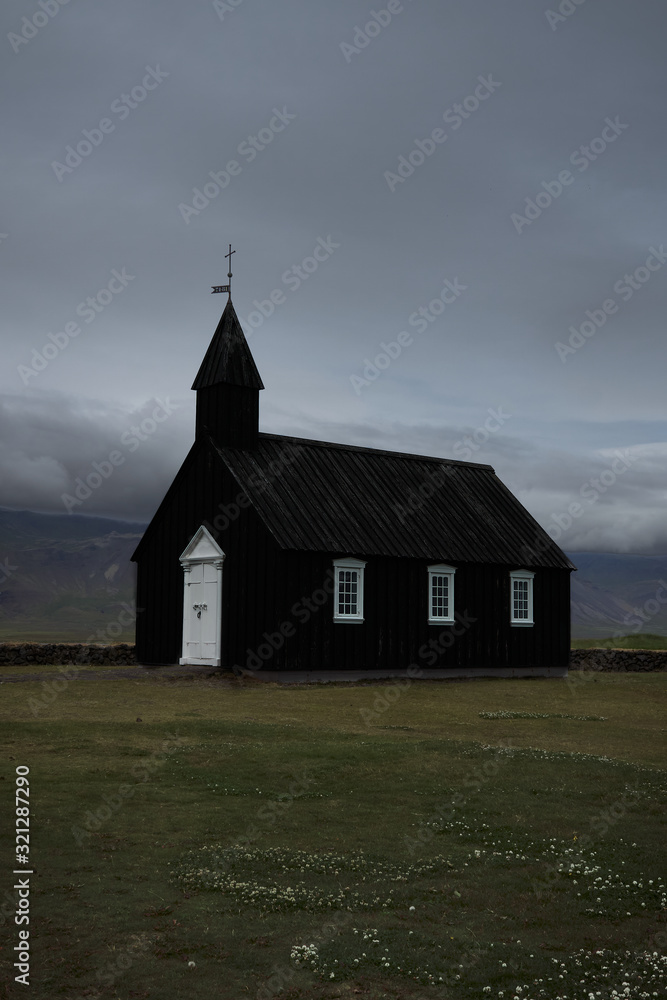 Church in North of iceland with nice clouds in the background.