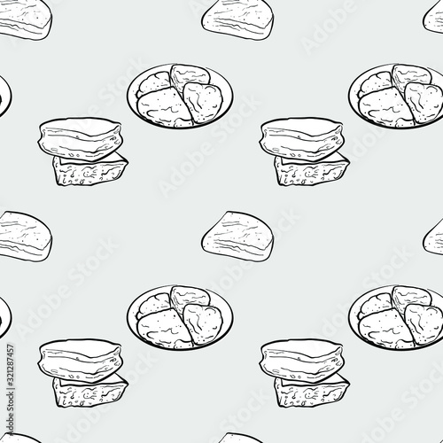 Farl seamless pattern greyscale drawing