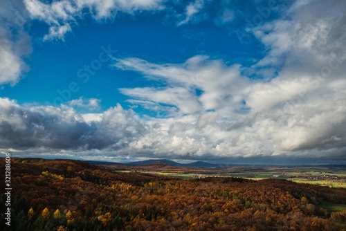 Blick auf die Gleichberge in Thüringen Deutschland im herbst photo