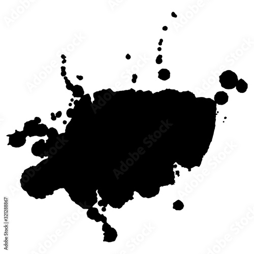 Ink black splash on white background