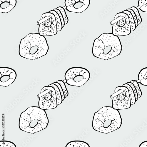 Kaak seamless pattern greyscale drawing