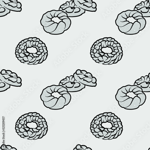 Kalach seamless pattern greyscale drawing