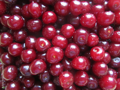 Red cherry. Background of fresh cherries
