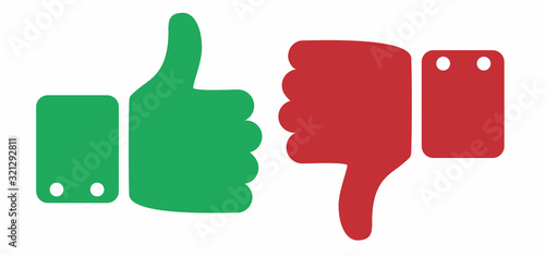 Vector illustration. Dislike or like, thumb up and thumb down.