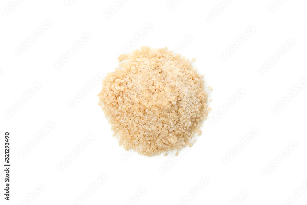 Brown sugar isolated on white background, top view Brown sugar isolated on white background, top view