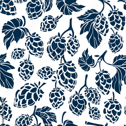 Hop corn. Vector seamless pattern. Organic beer.