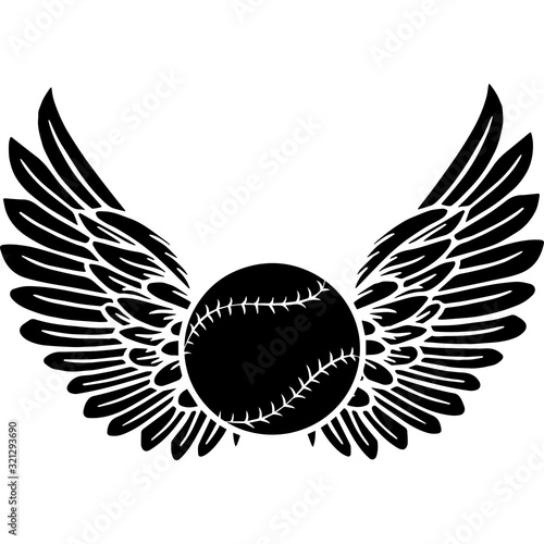 RIP Baseball Player, Memorial with Angel Wings Silhouette, Sympathy Silhouette, In Loving Memory of digital vector files
