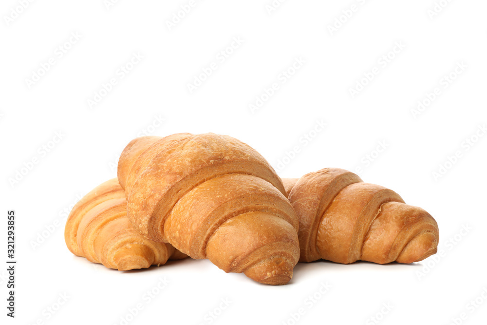 Freshly baked croissants isolated on white background Freshly baked croissants isolated on white background