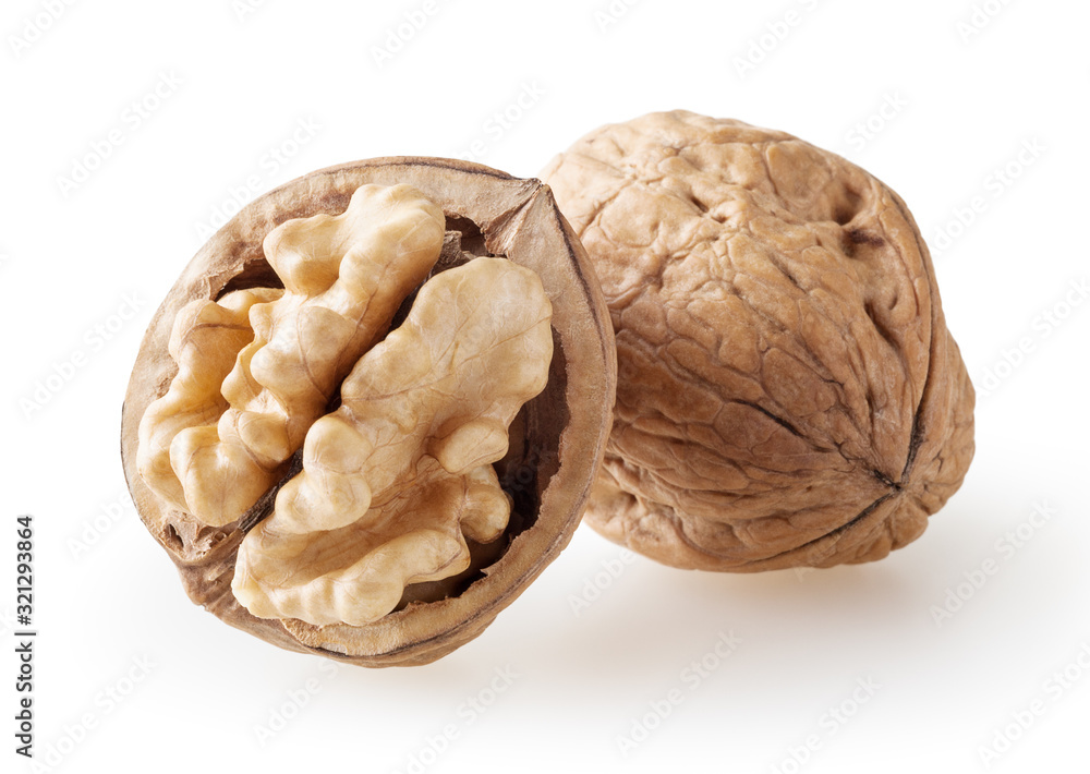 Walnuts isolated on white background with clipping path Walnuts isolated on white background with clipping path