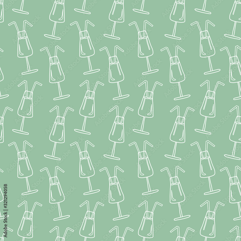 Pattern with glasses, contour, line drawing, green background Pattern with glasses, contour, line drawing, green background