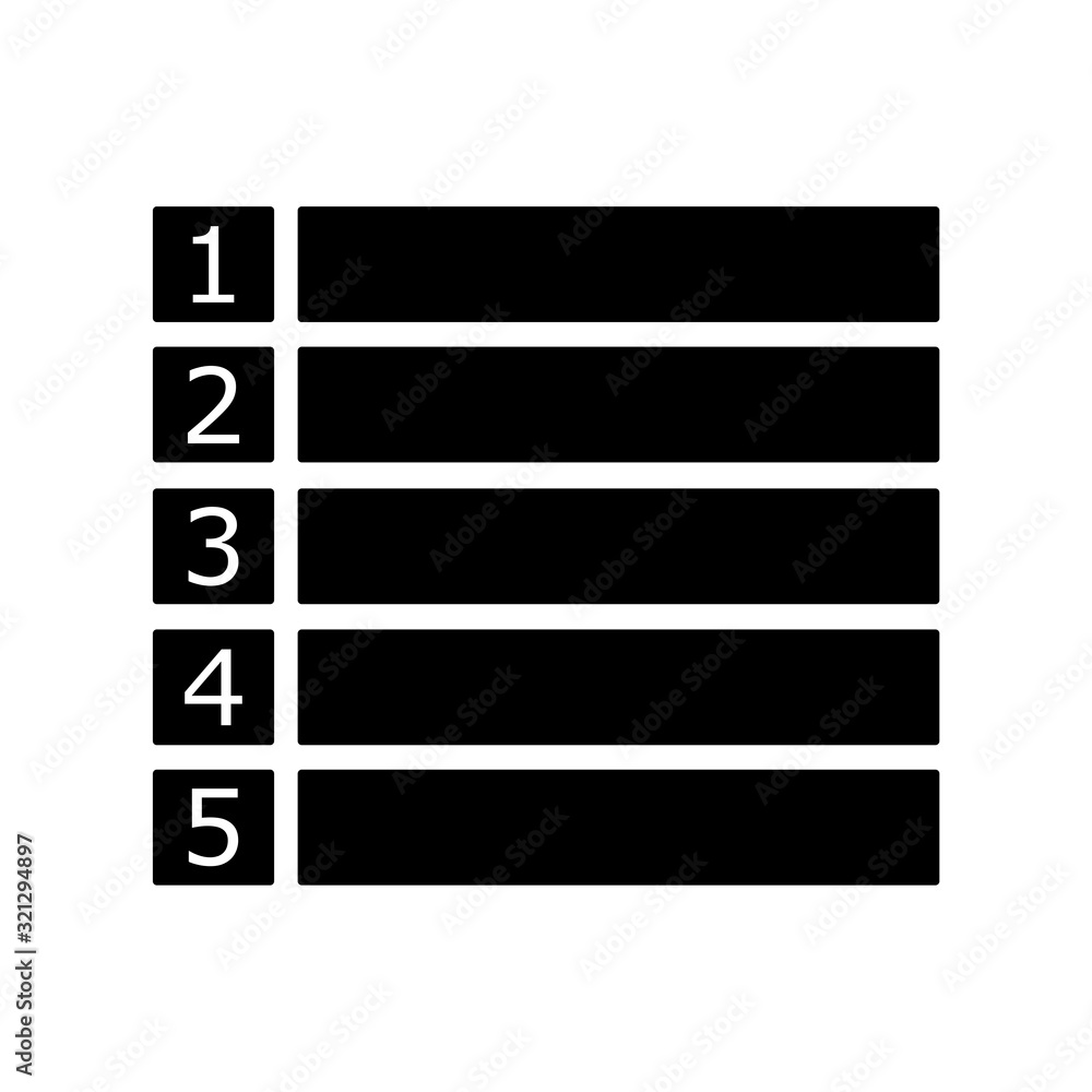 Numbered list icon isolated on white background Numbered list icon isolated on white background