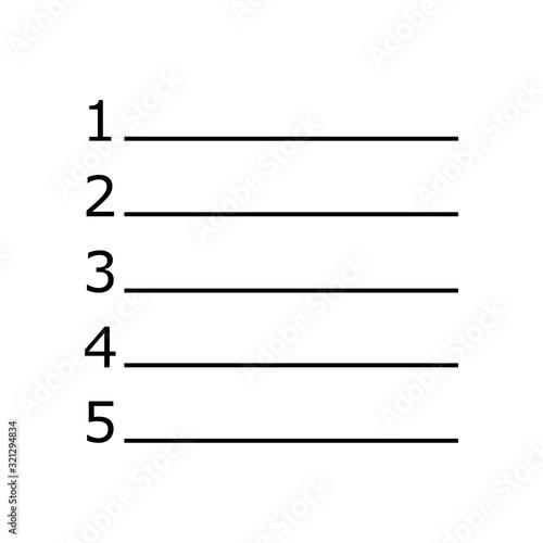 Quadro su tela Numbered list icon isolated on white background