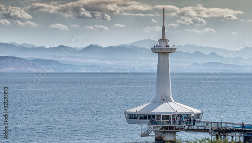 View on the Aqaba gulf and underwater observatory, Eilat, Israel