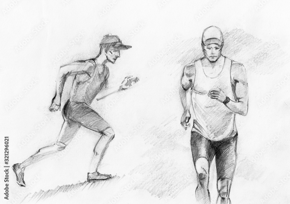 Fototapeta premium Athletic male runner running outdoor