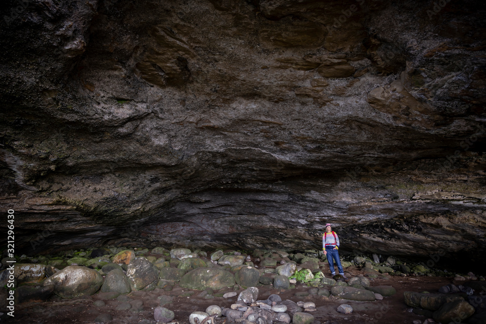 woman standing in big acve on arran